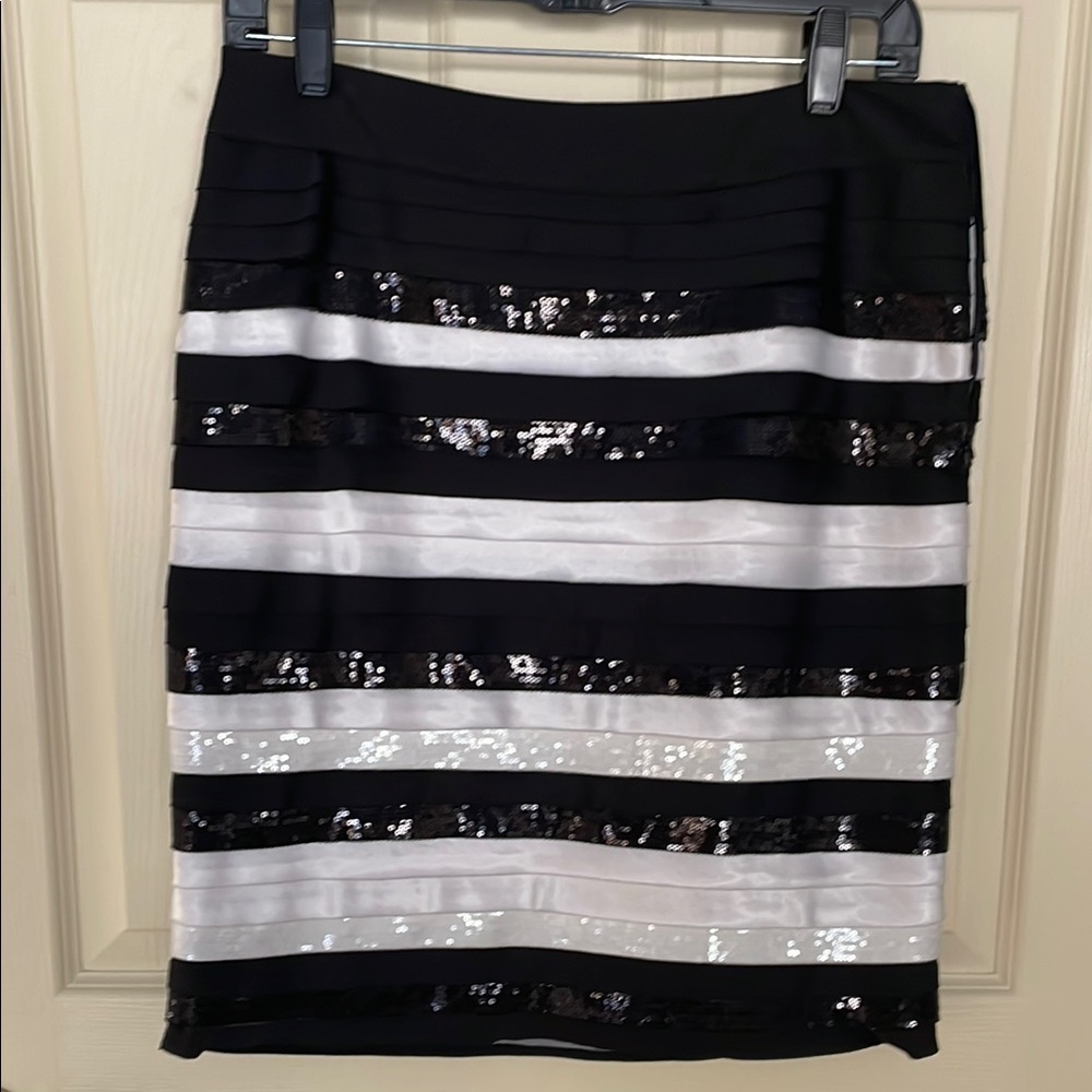 White House Black Market Striped Sequin Mini Skirt